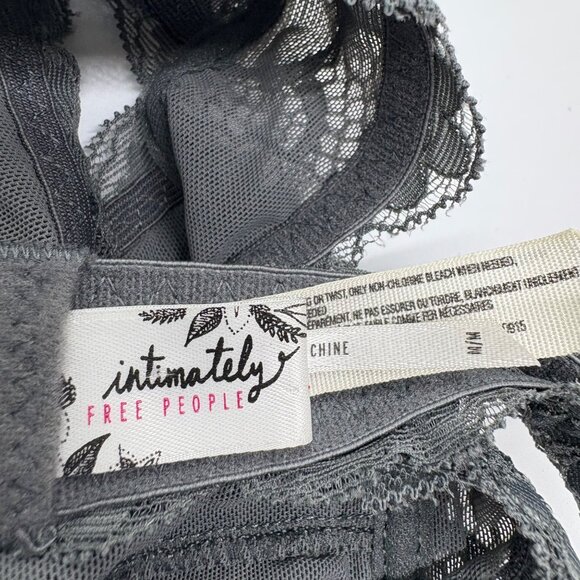 Free People Intimately Lace Halter Bralette Dark Gray M - Picture 3 of 3